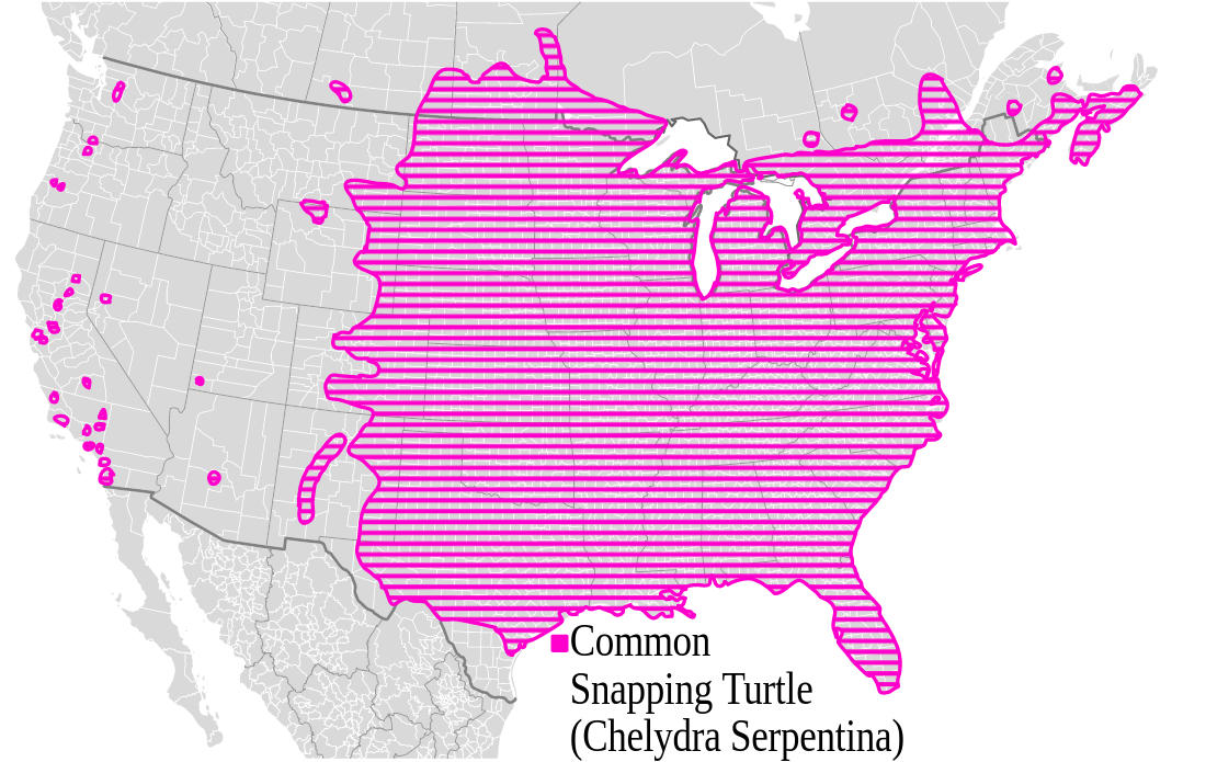 Range map for Common Snapping Turtle