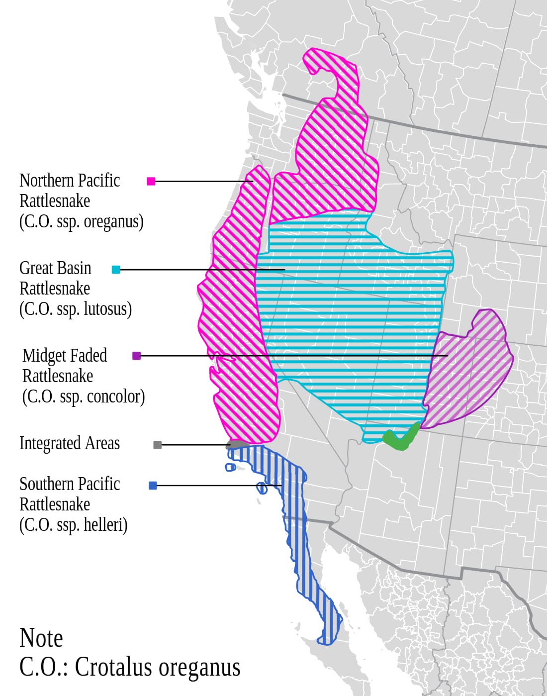 Range map for Western Rattlesnake