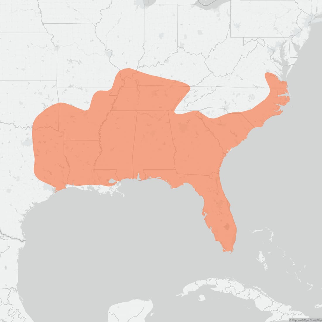 Range map for Cotton Mouse