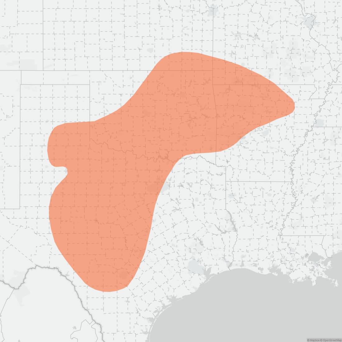 Range map for Texas Mouse