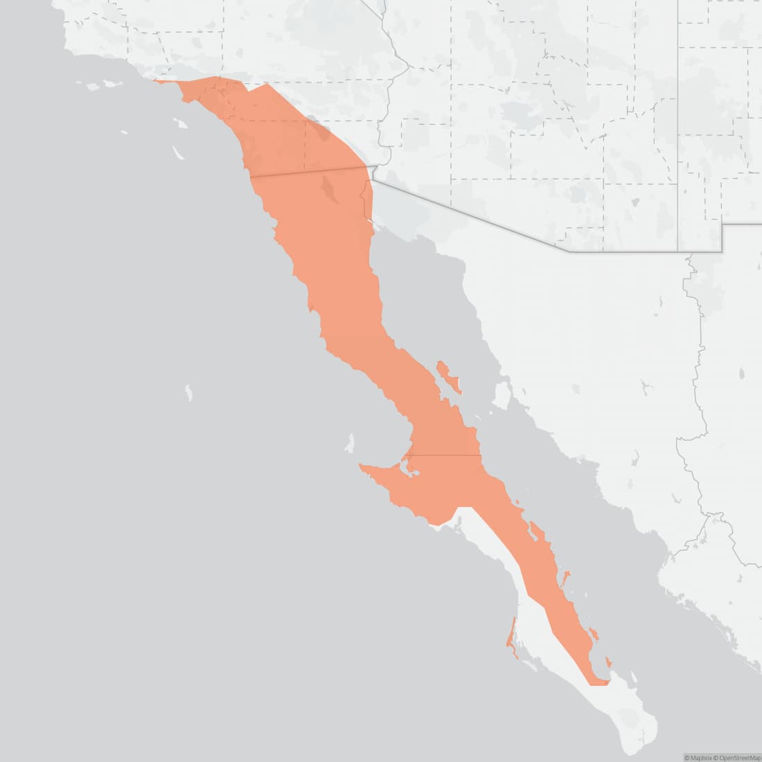 Range map for Northern Baja Deer Mouse