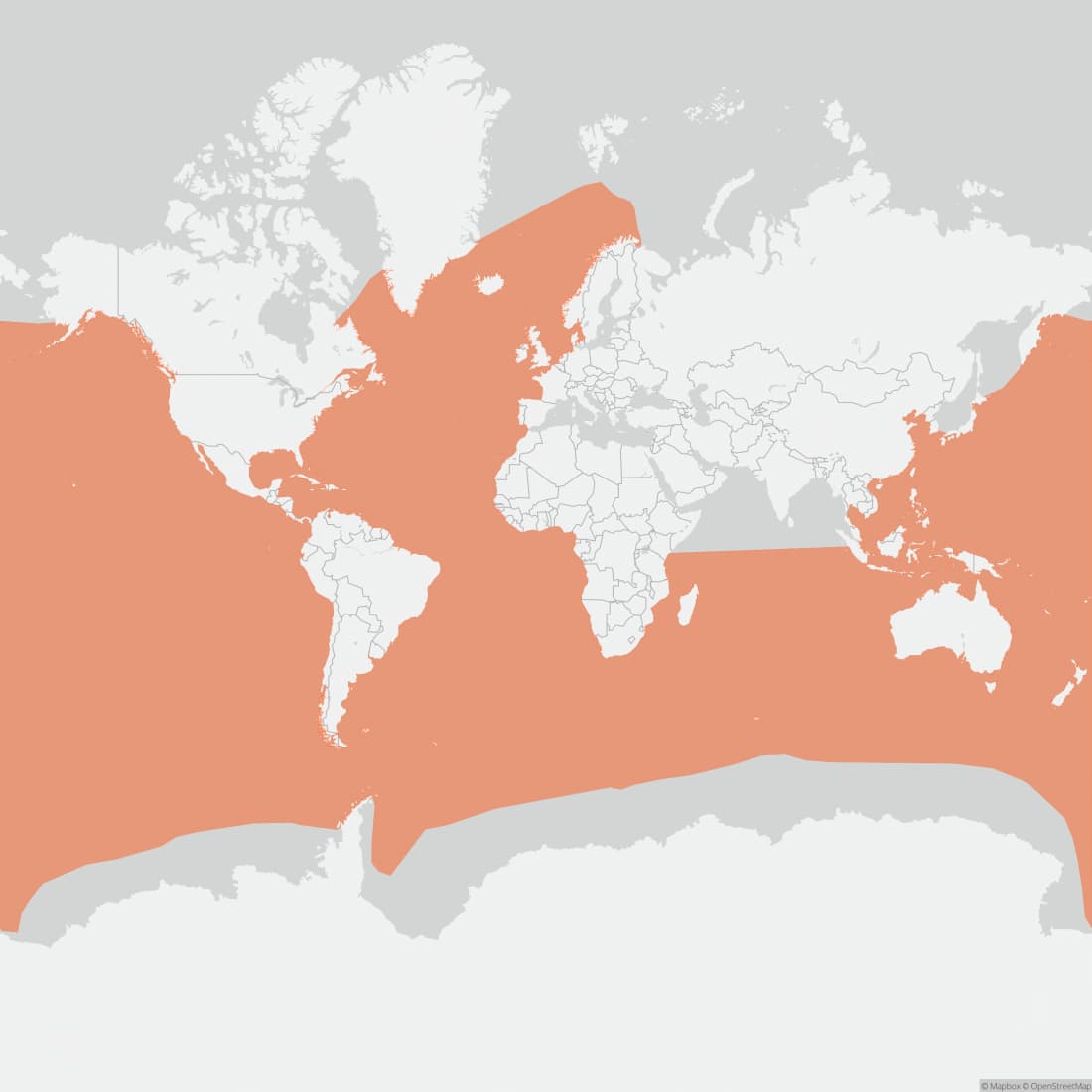 Range map for Sei Whale