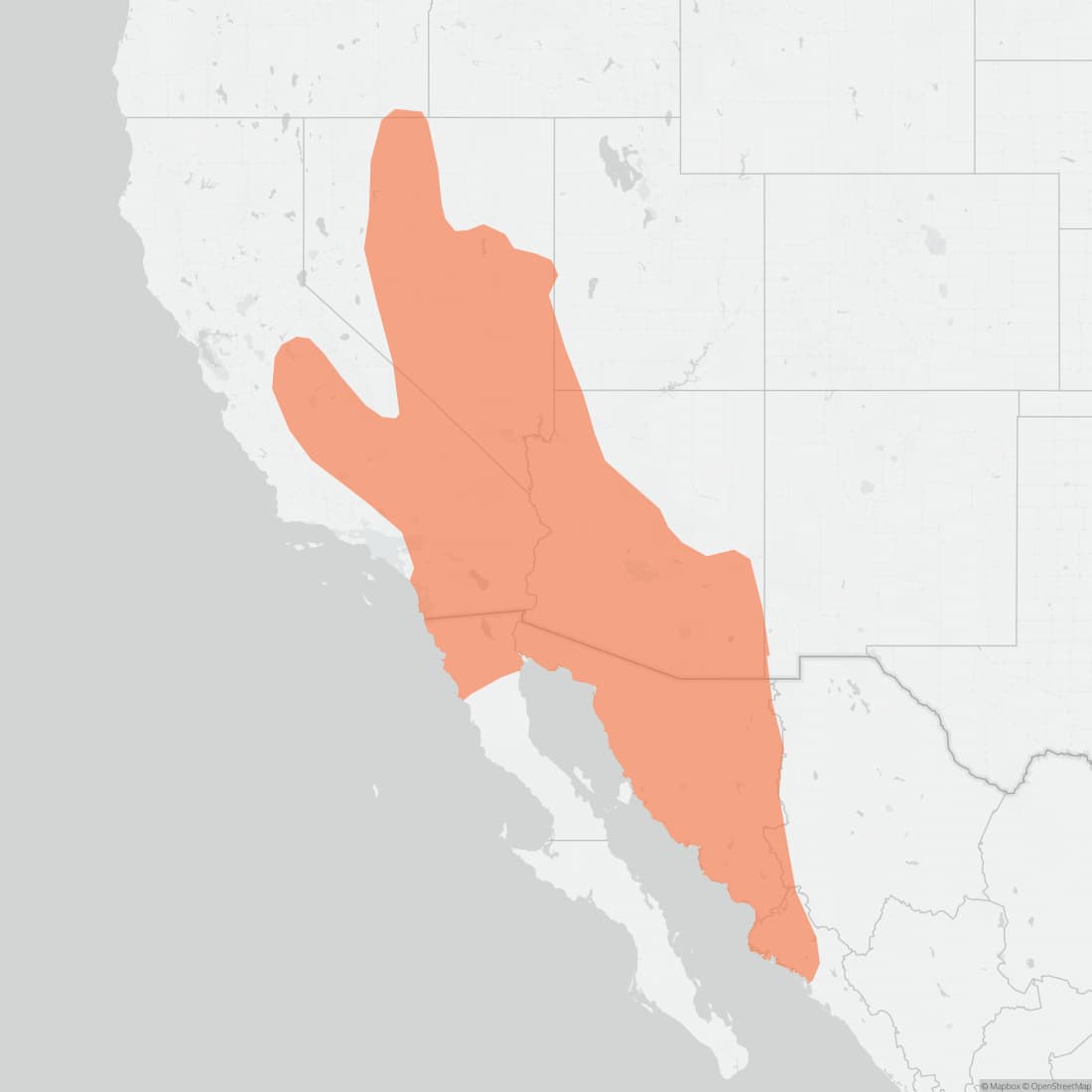 Range map for Southern Grasshopper Mouse