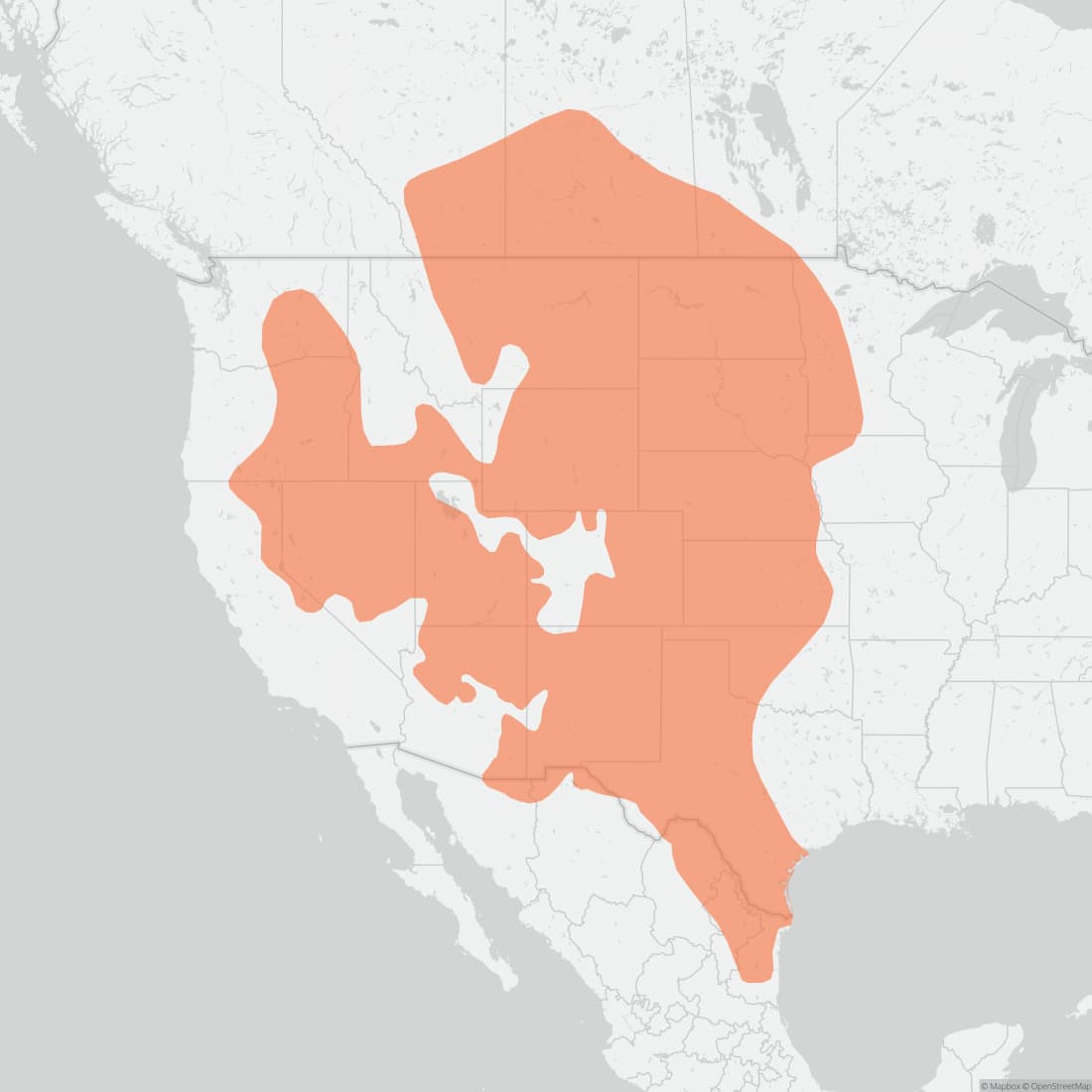 Range map for Northern Grasshopper Mouse