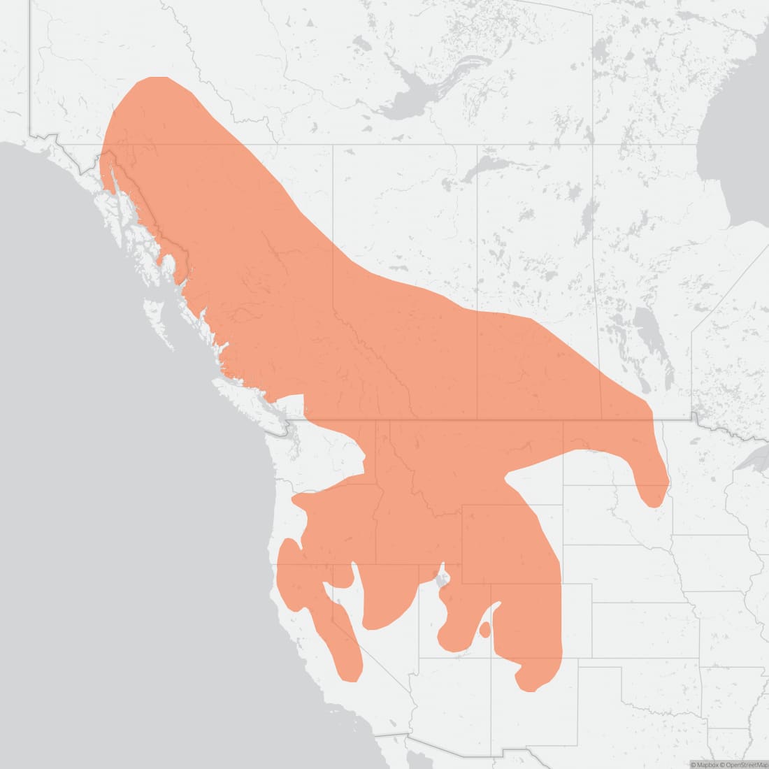 Range map for Western Jumping Mouse