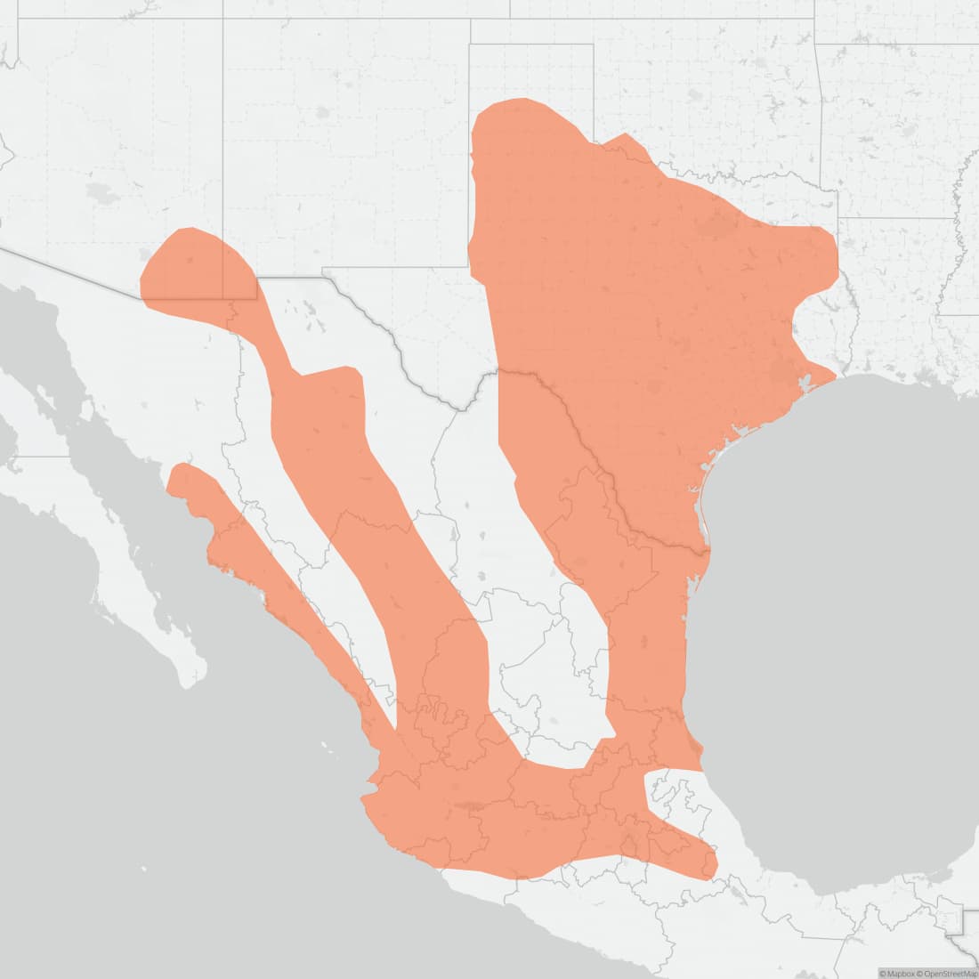 Range map for Northern Pygmy Mouse