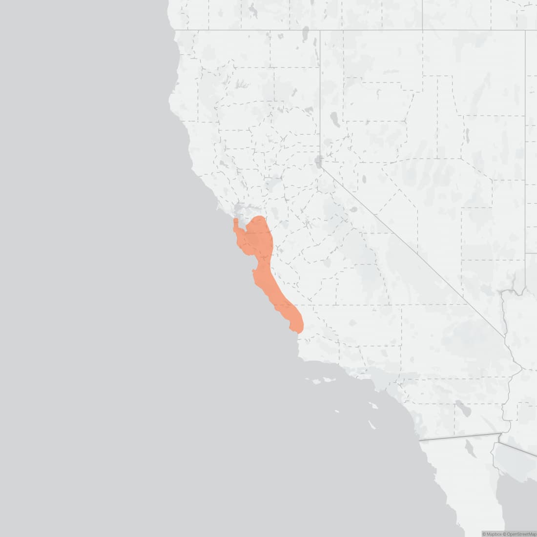 Range map for Narrow-faced Kangaroo Rat