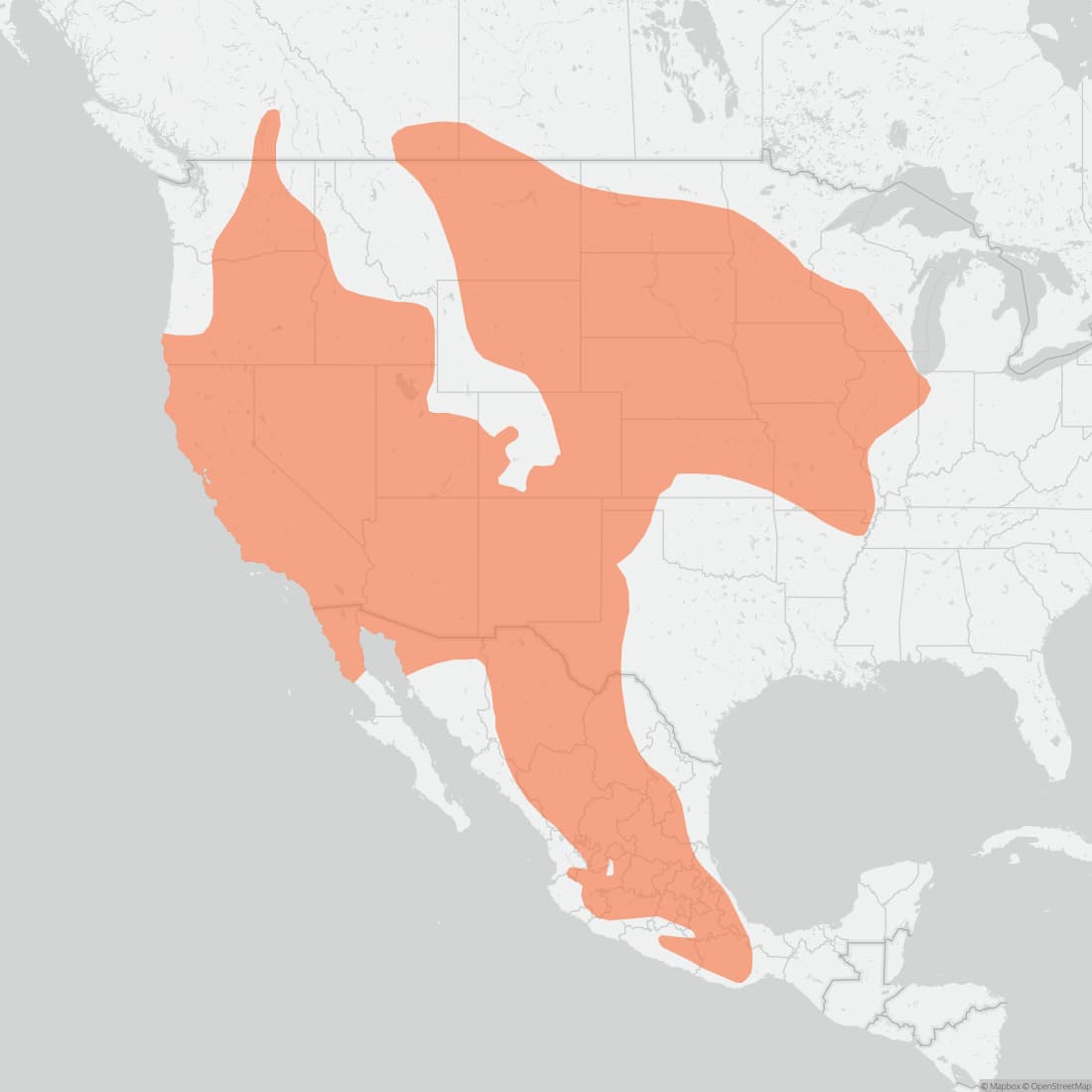 Range map for Western Harvest Mouse