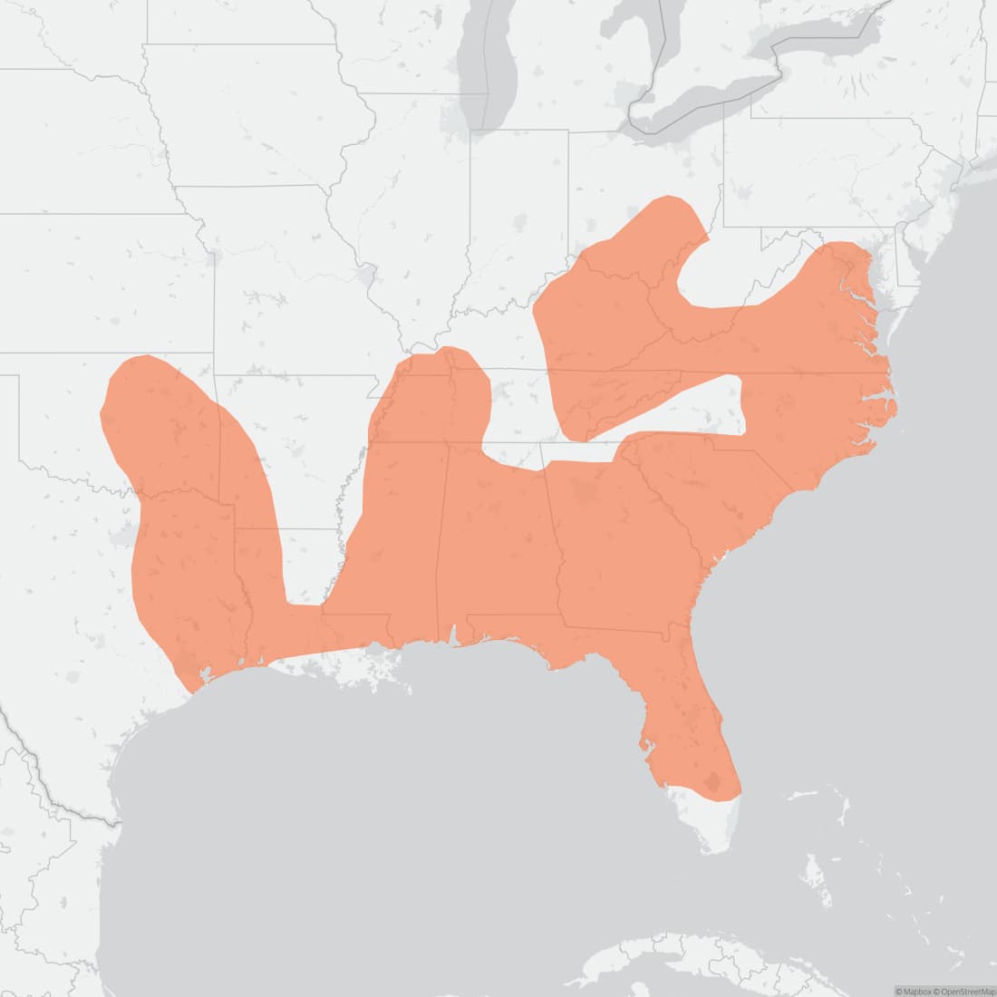 Range map for Eastern Harvest Mouse