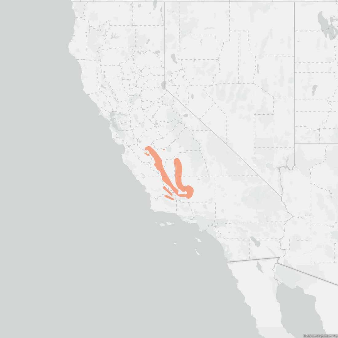 Range map for Fresno Kangaroo Rat
