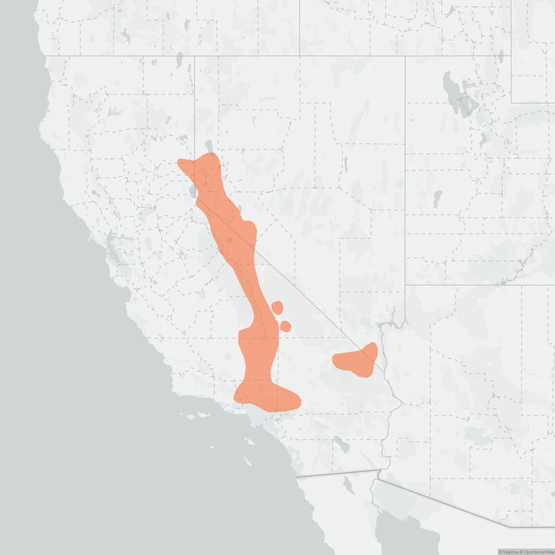 Range map for Panamint Kangaroo Rat