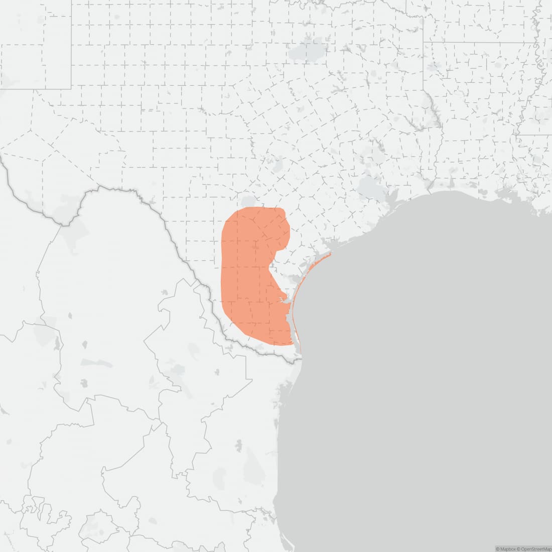 Range map for Gulf Coast Kangaroo Rat