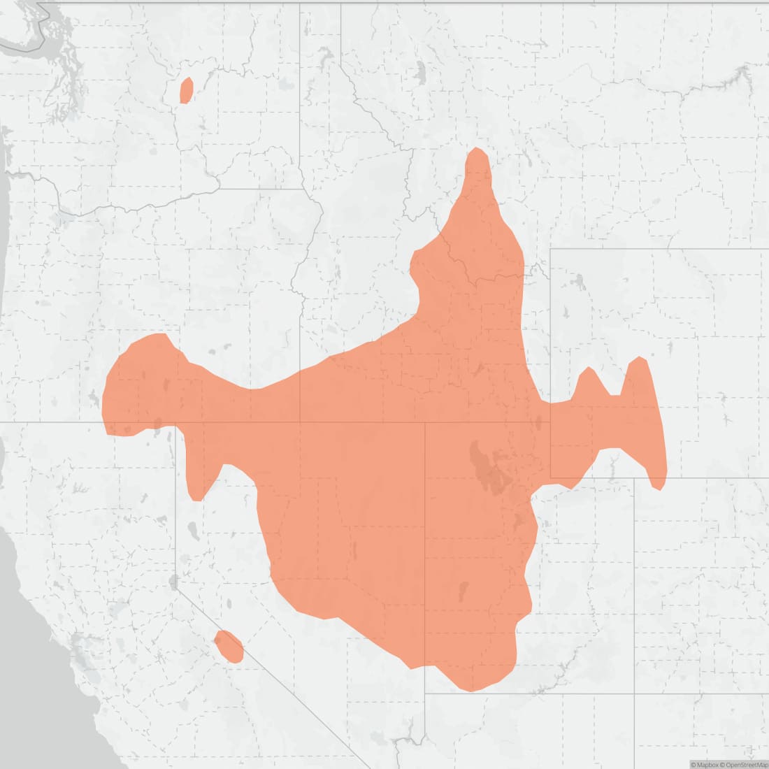 Range map for Columbia Basin Pygmy Rabbit
