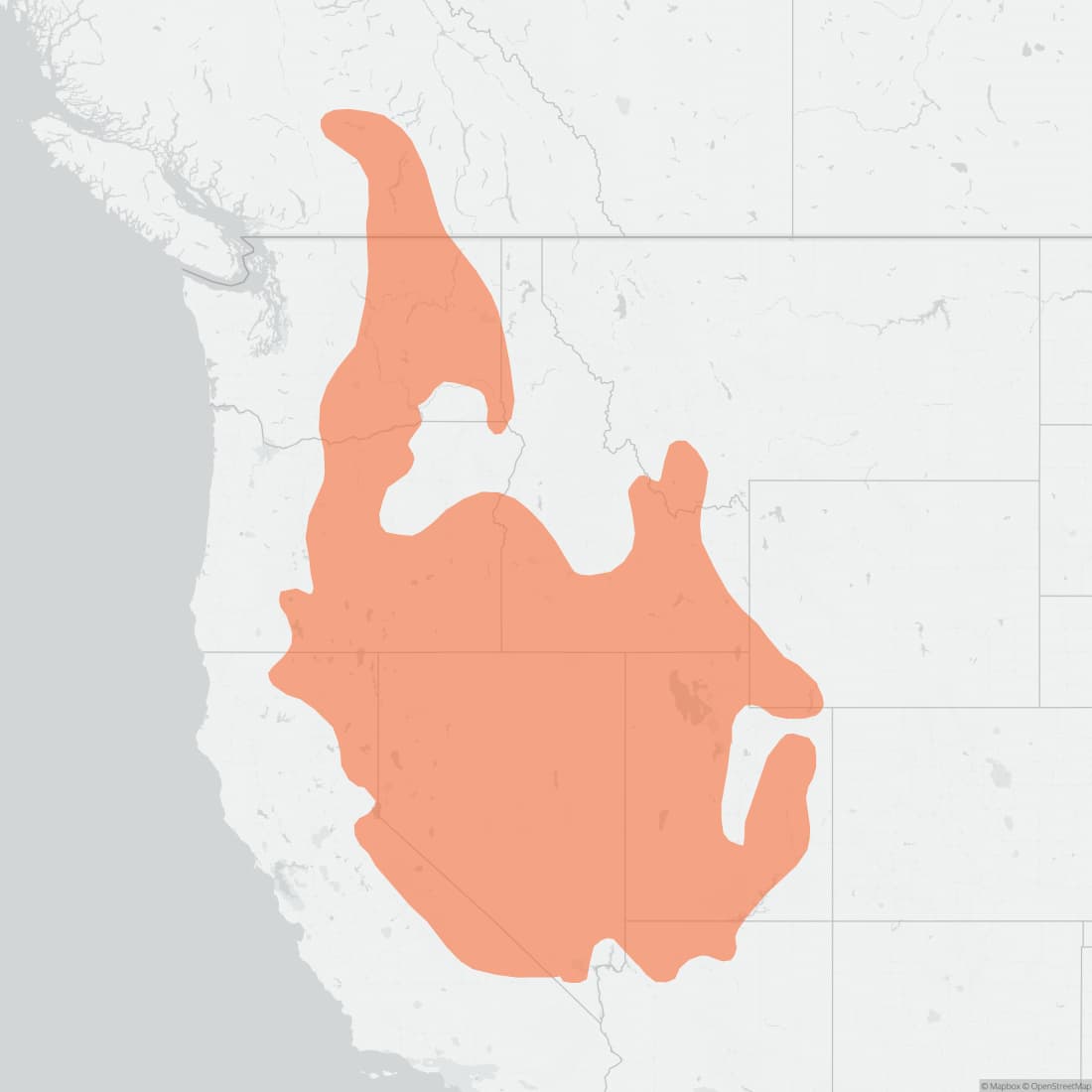 Range map for Great Basin Pocket Mouse