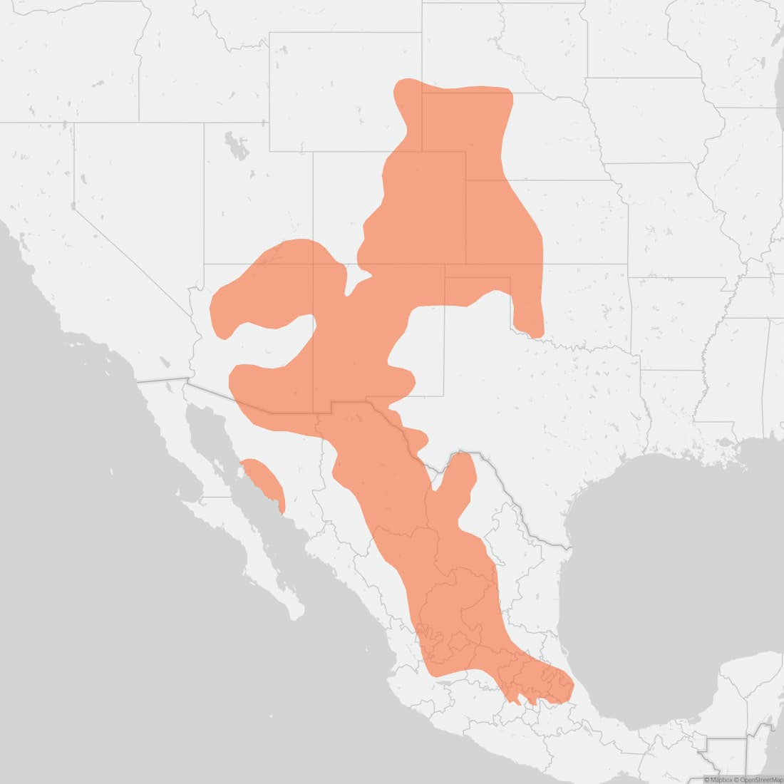 Range map for Silky Pocket Mouse