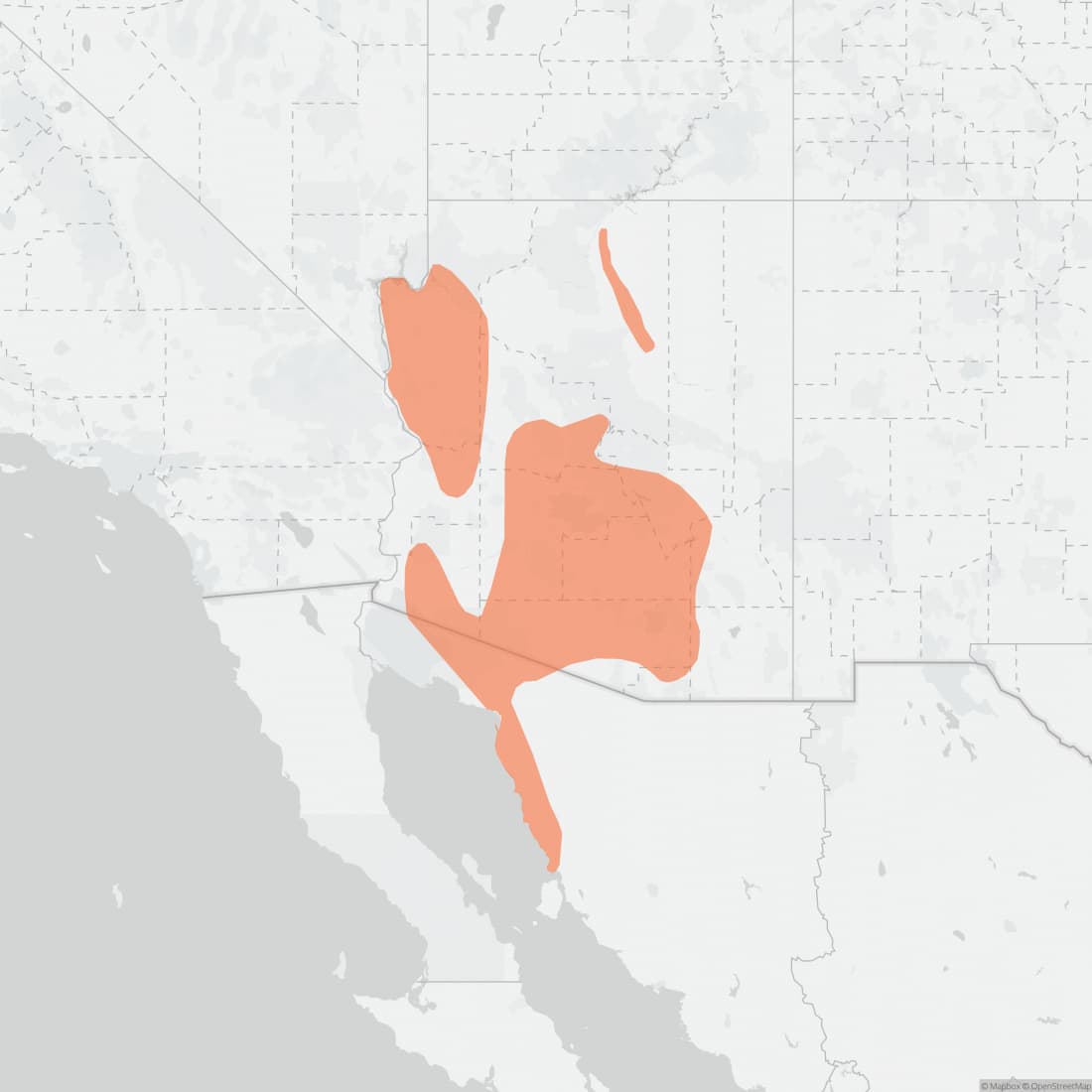 Range map for Arizona Pocket Mouse