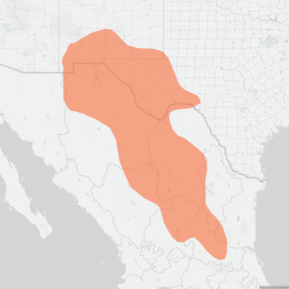 Range map for Eastern Desert Pocket Mouse