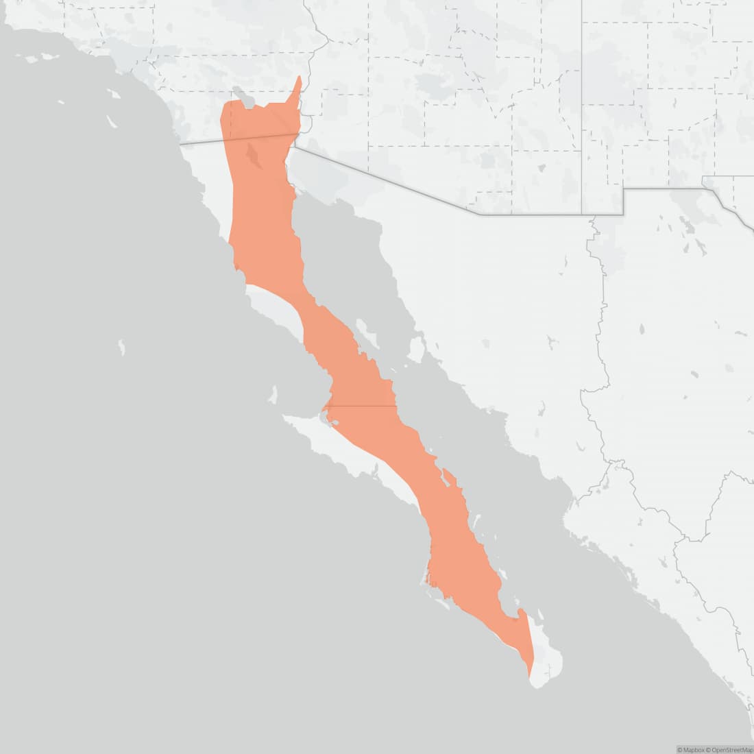 Range map for Baja Pocket Mouse