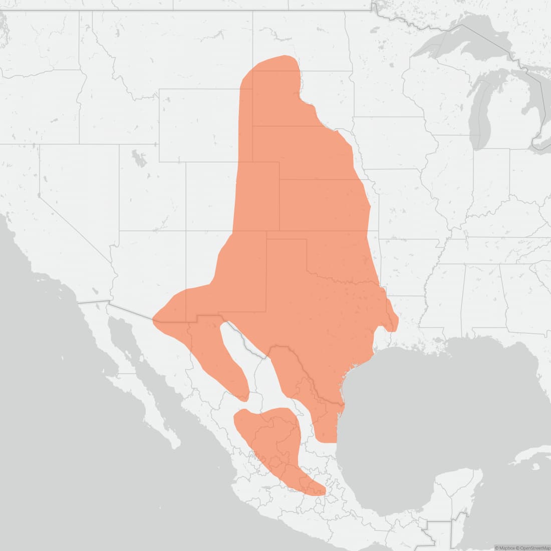 Range map for Hispid Pocket Mouse