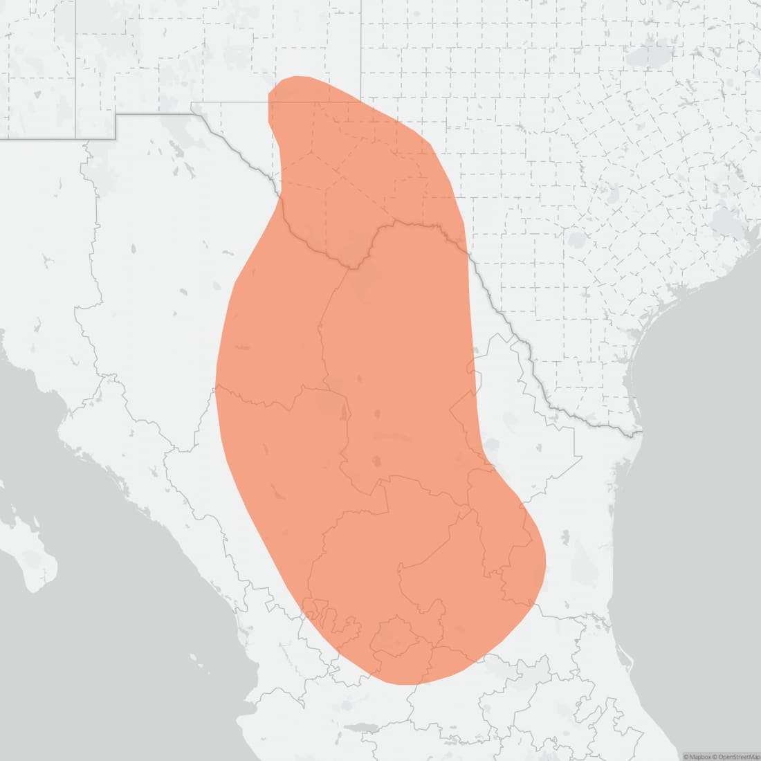 Range map for Nelson's Pocket Mouse