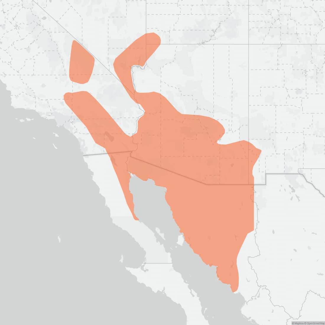 Range map for Desert Pocket Mouse
