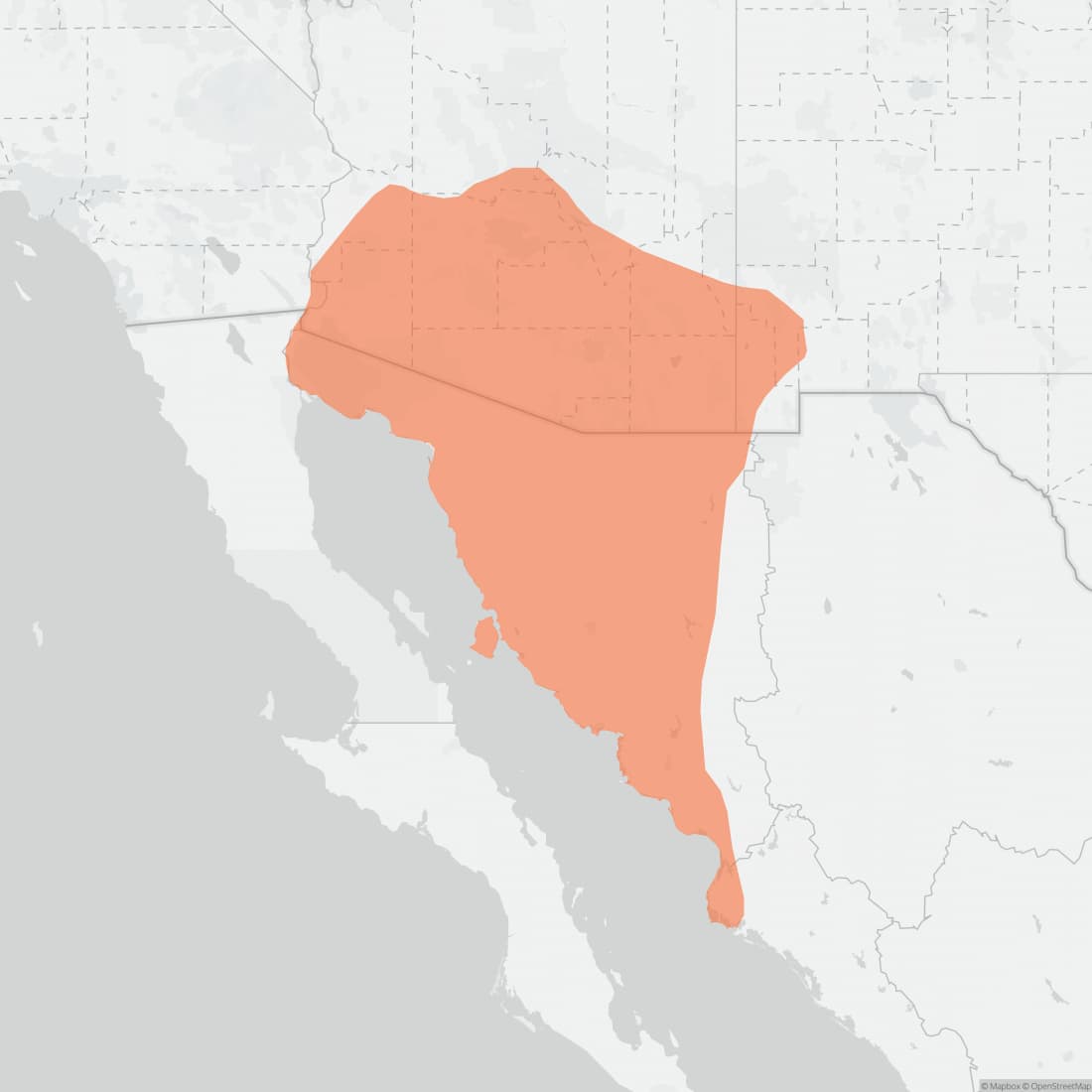 Range map for Bailey's Pocket Mouse