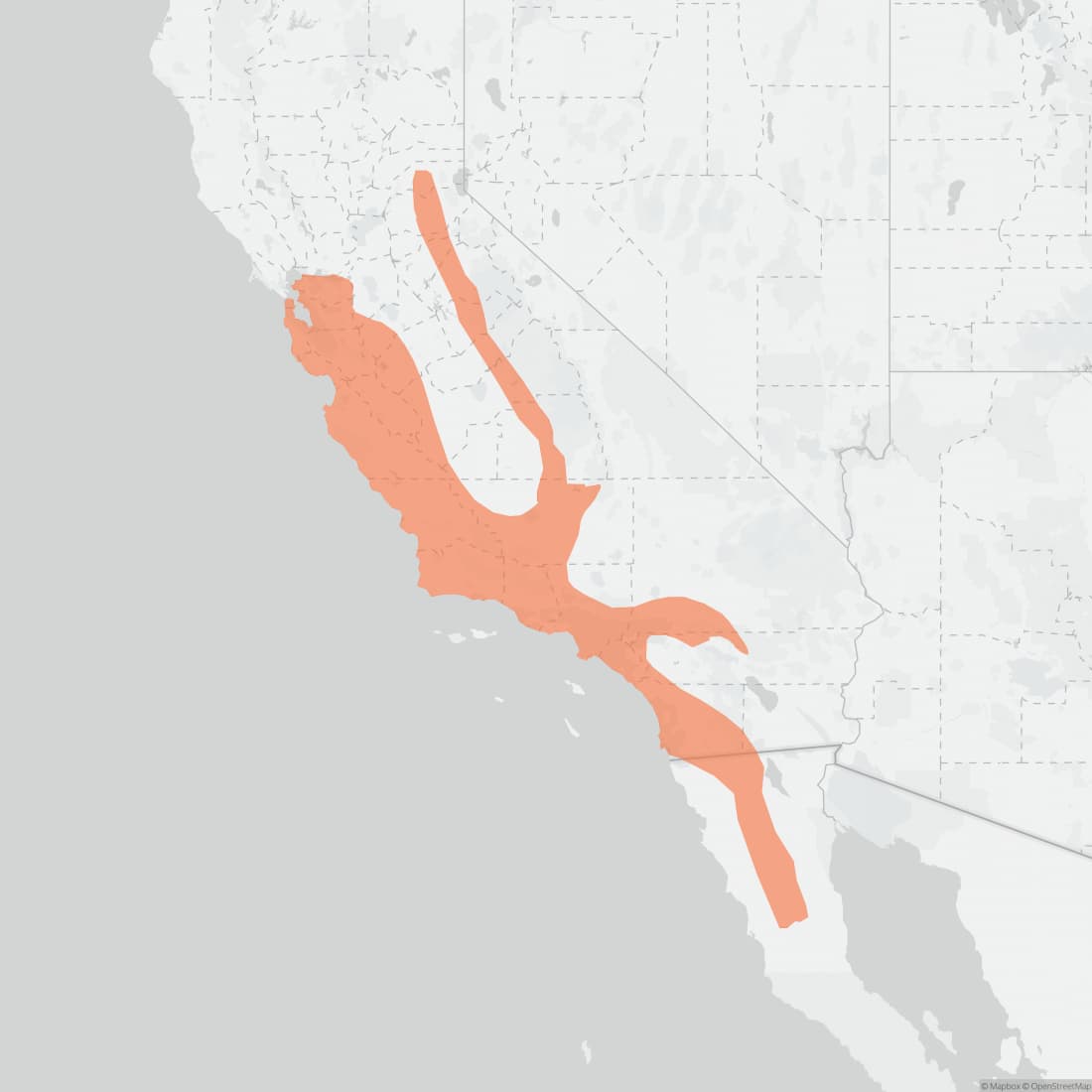 Range map for California Pocket Mouse