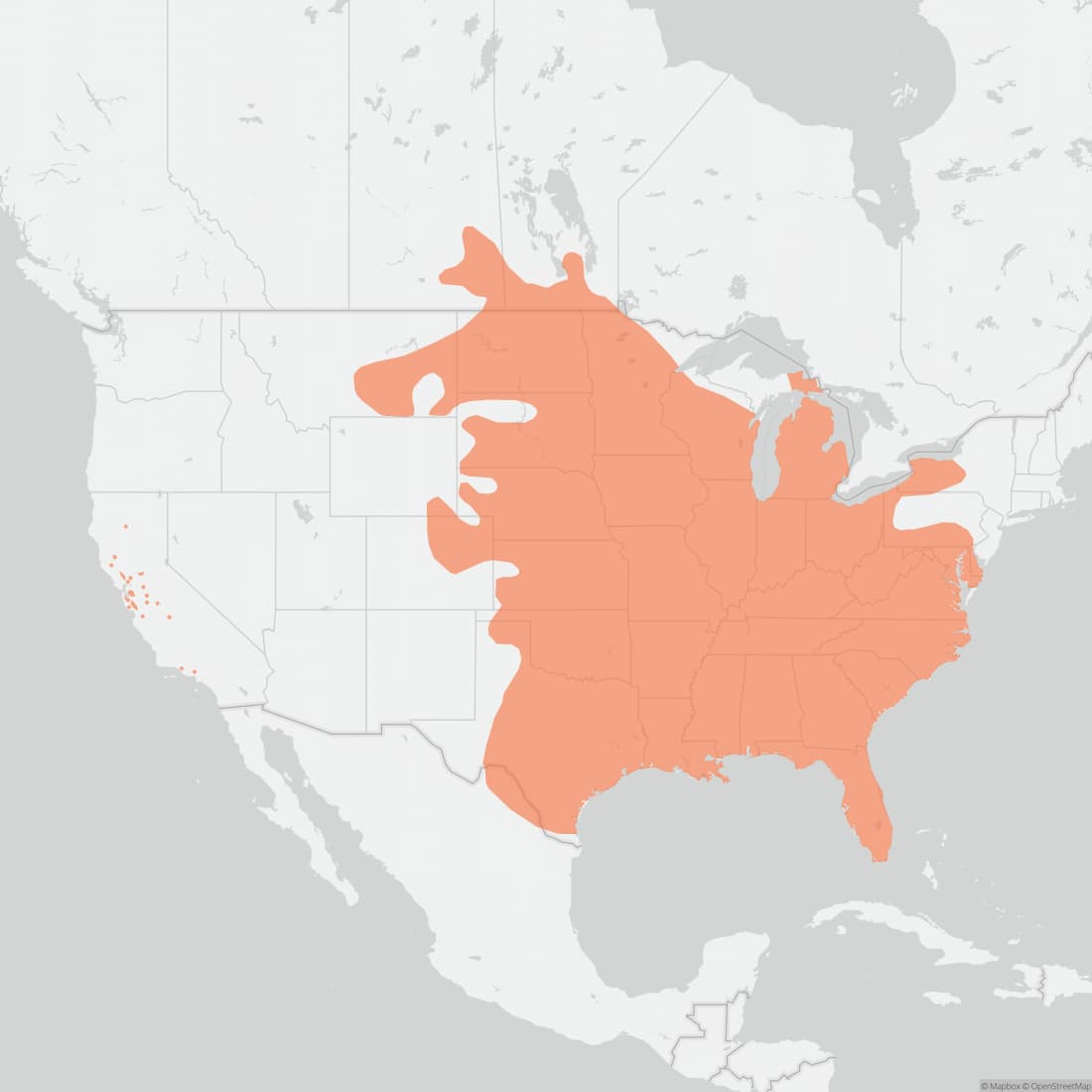 Range map for Fox Squirrel