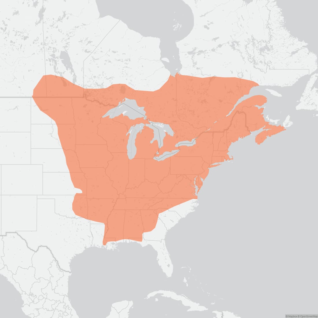 Range map for Eastern Chipmunk