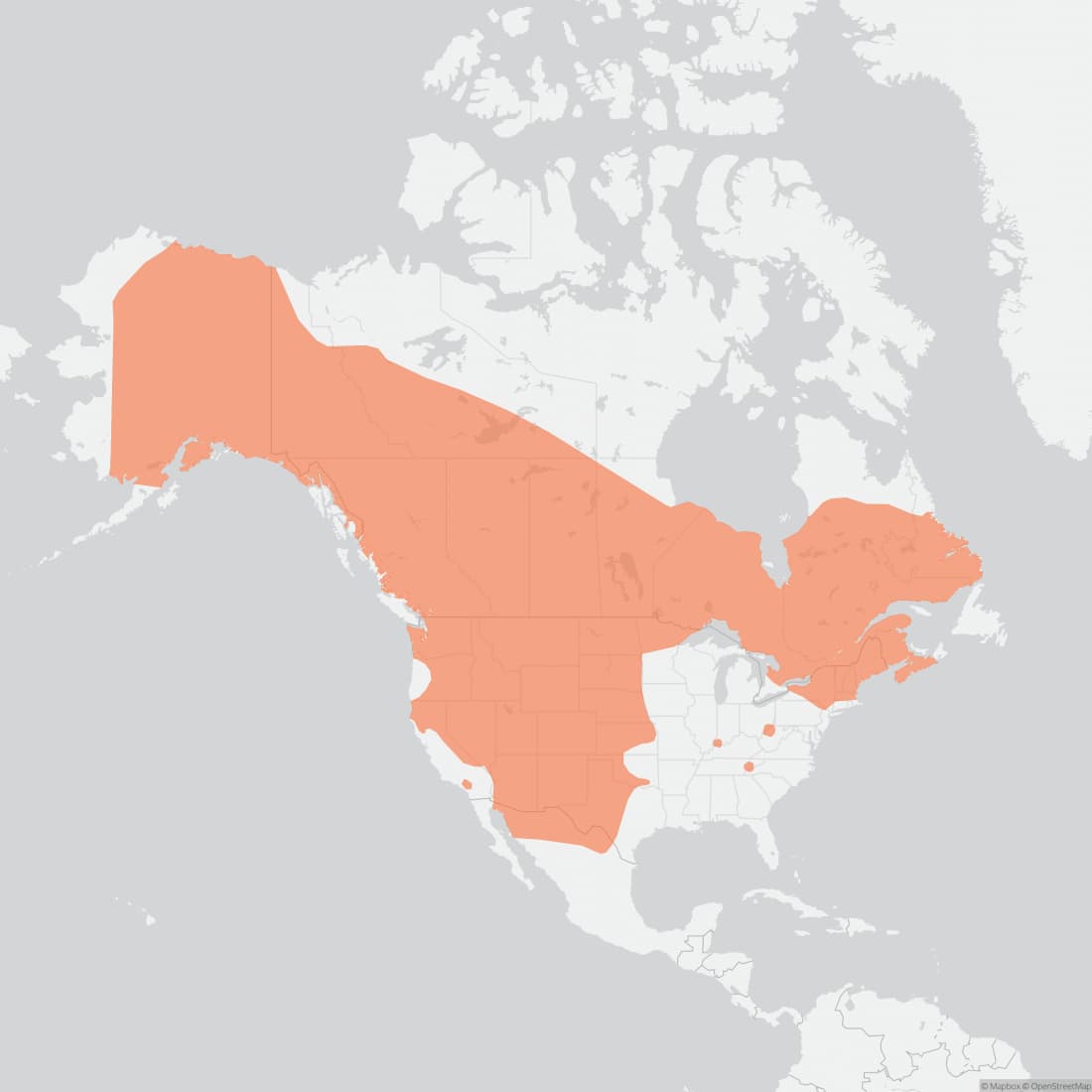 Range map for North American Porcupine