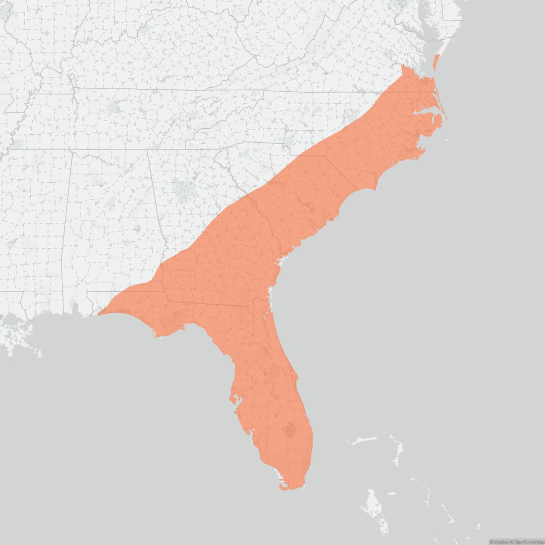 Range map for Marsh Rabbit
