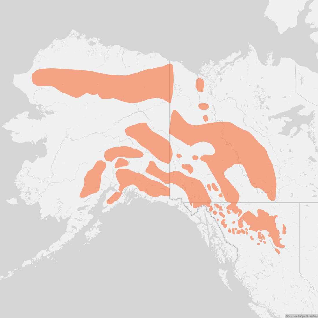 Range map for Thinhorn Sheep
