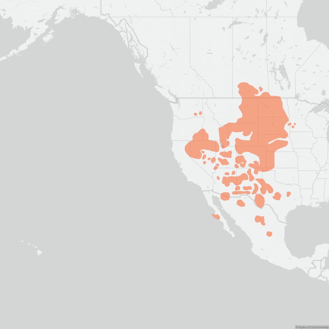 Range map for Pronghorn