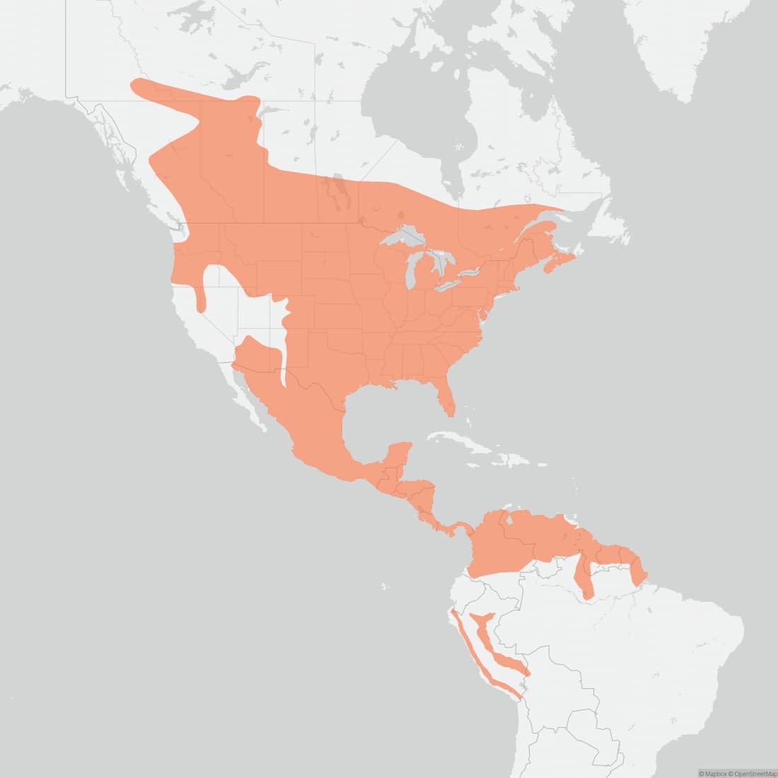 Range map for White-tailed Deer