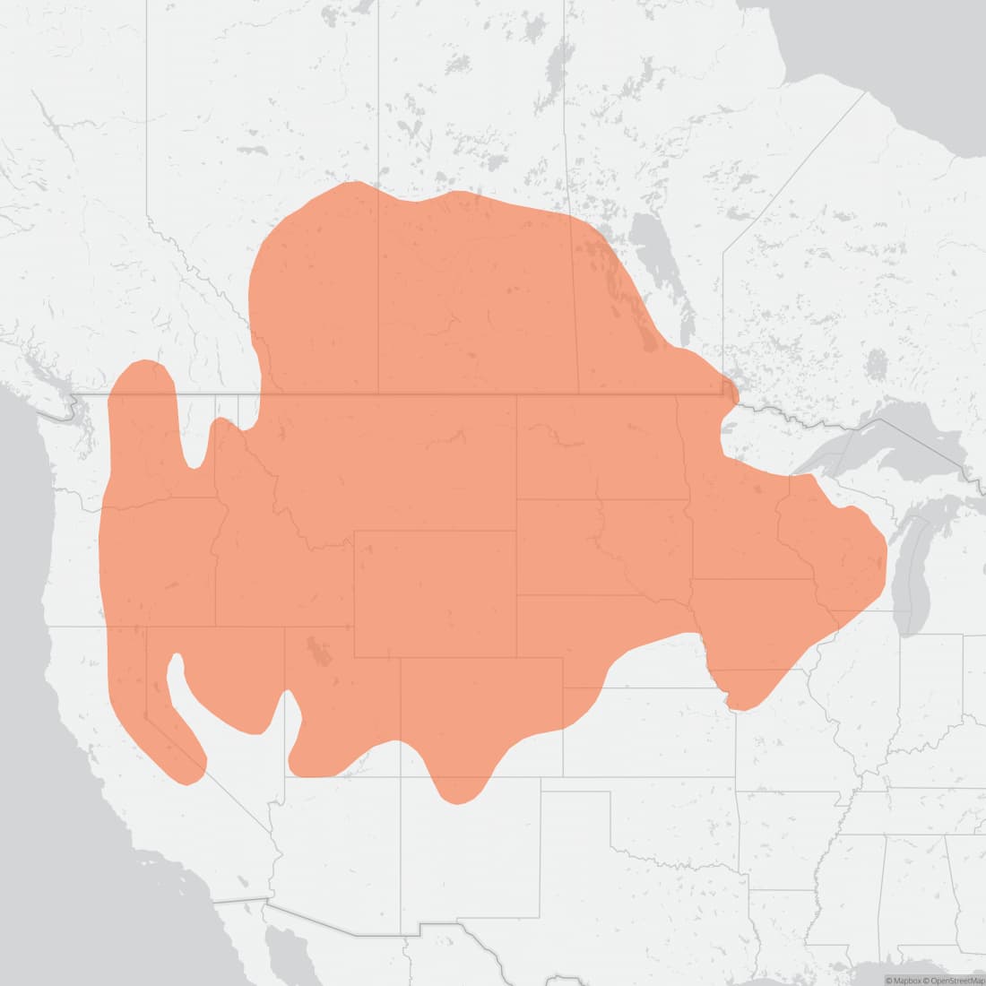 Range map for White-tailed Jackrabbit