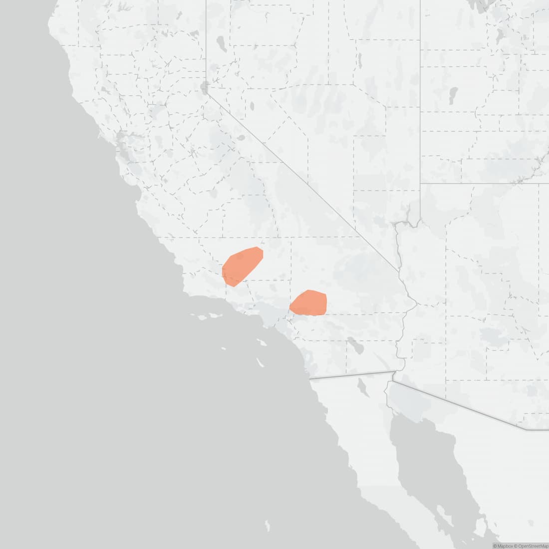 Range map for White-eared Pocket Mouse