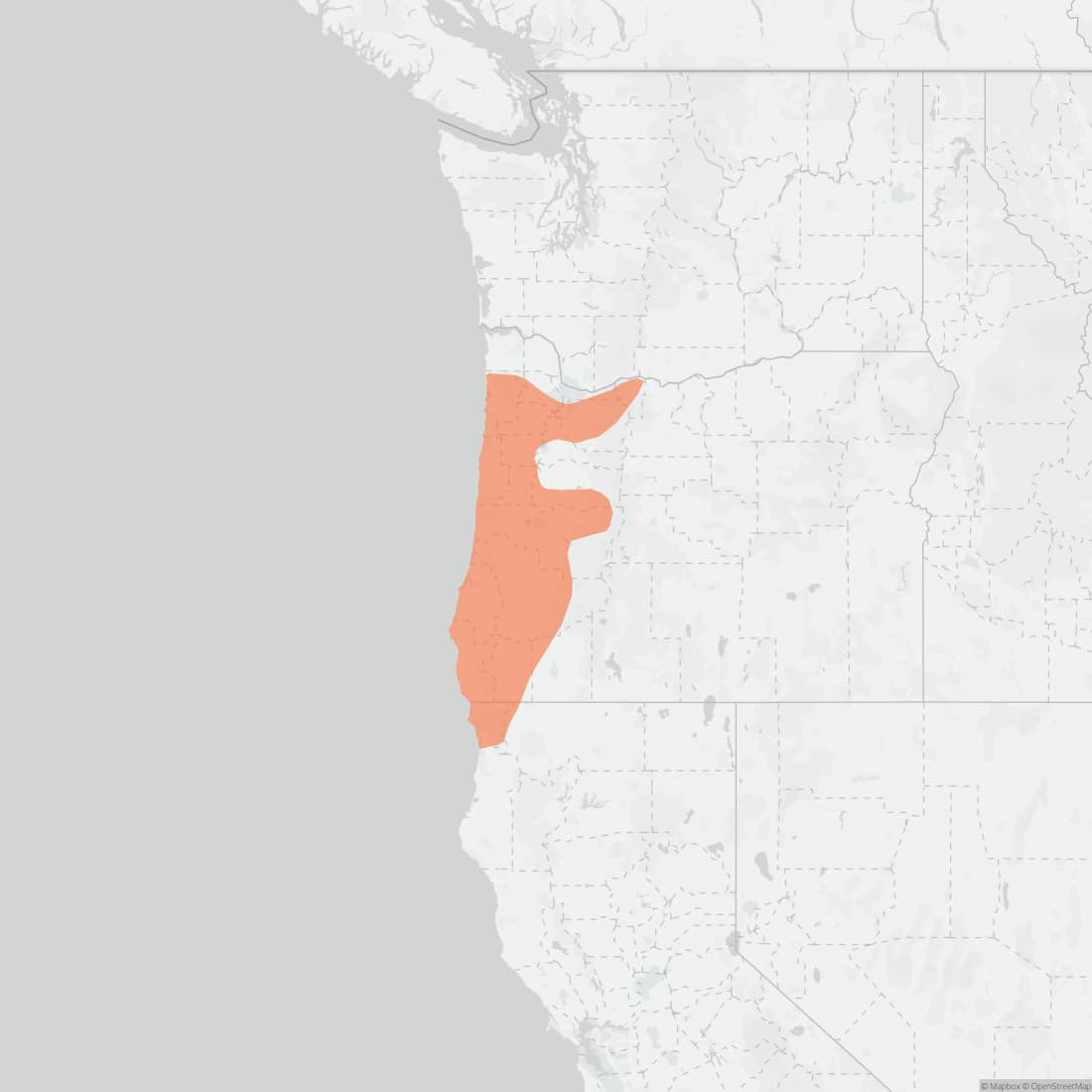 Range map for Red Tree Vole