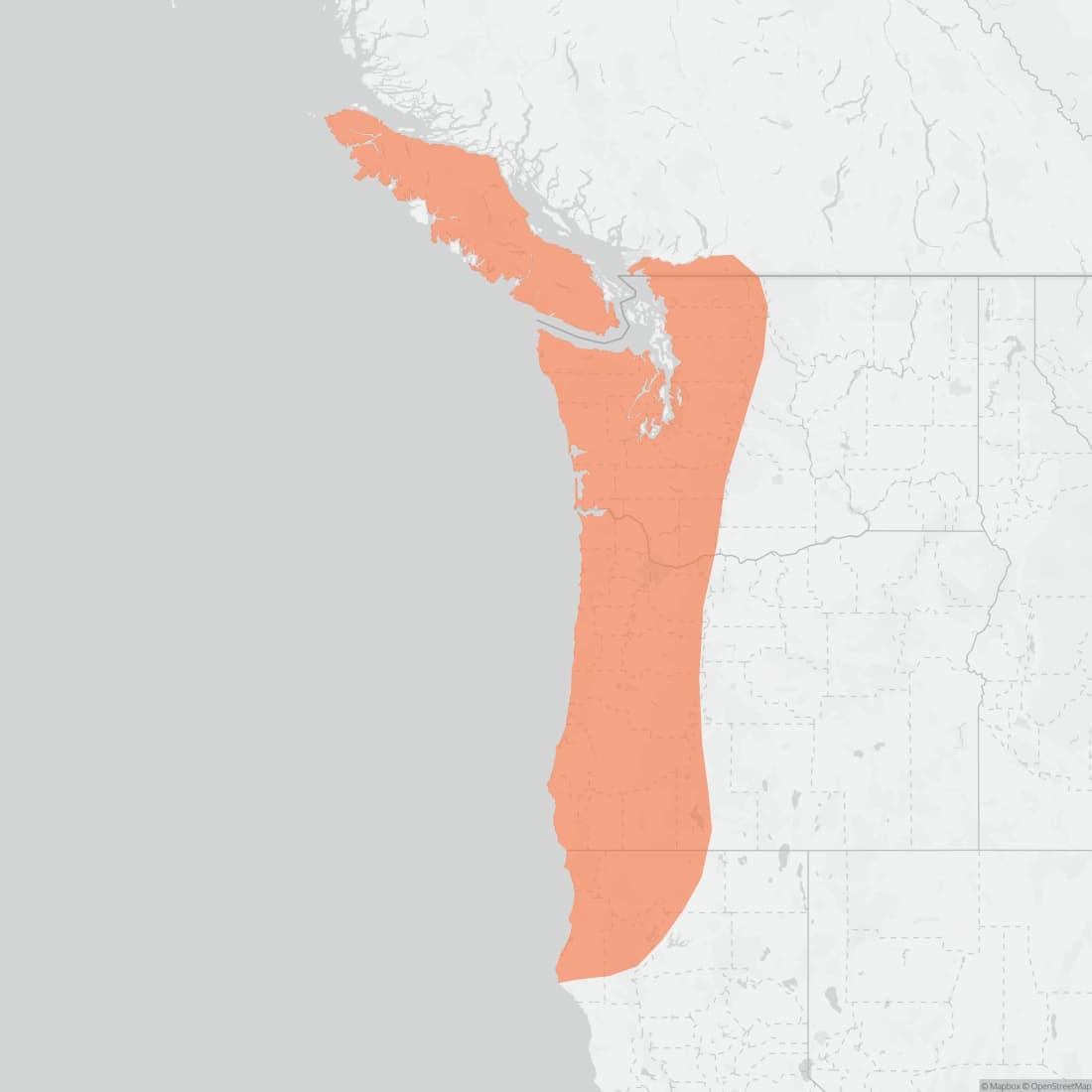 Range map for Townsend's Vole