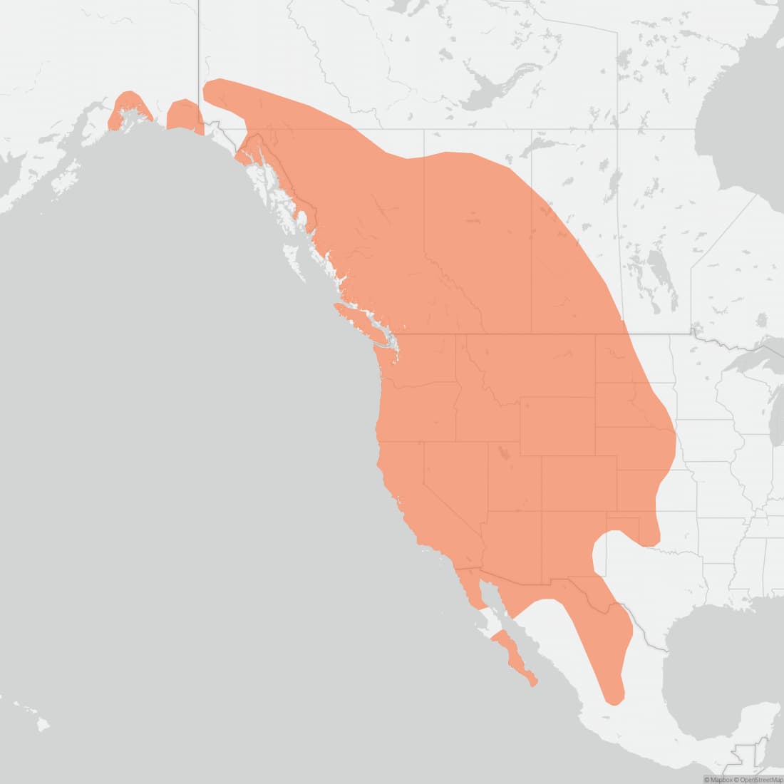 Range map for Mule Deer