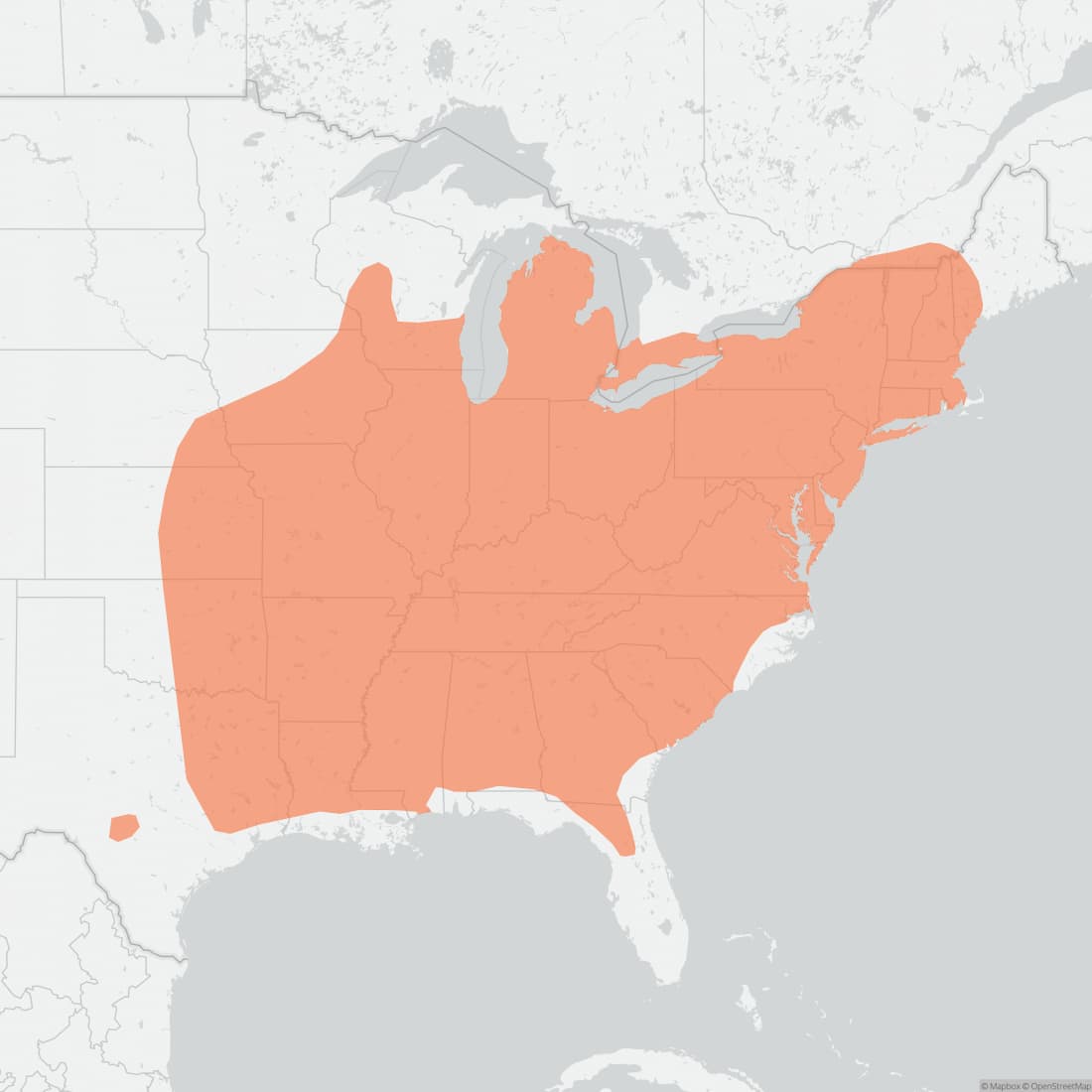 Range map for Woodland Vole
