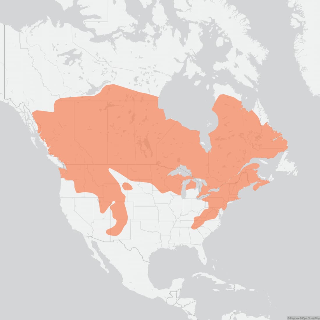 Range map for Southern Red-backed Vole