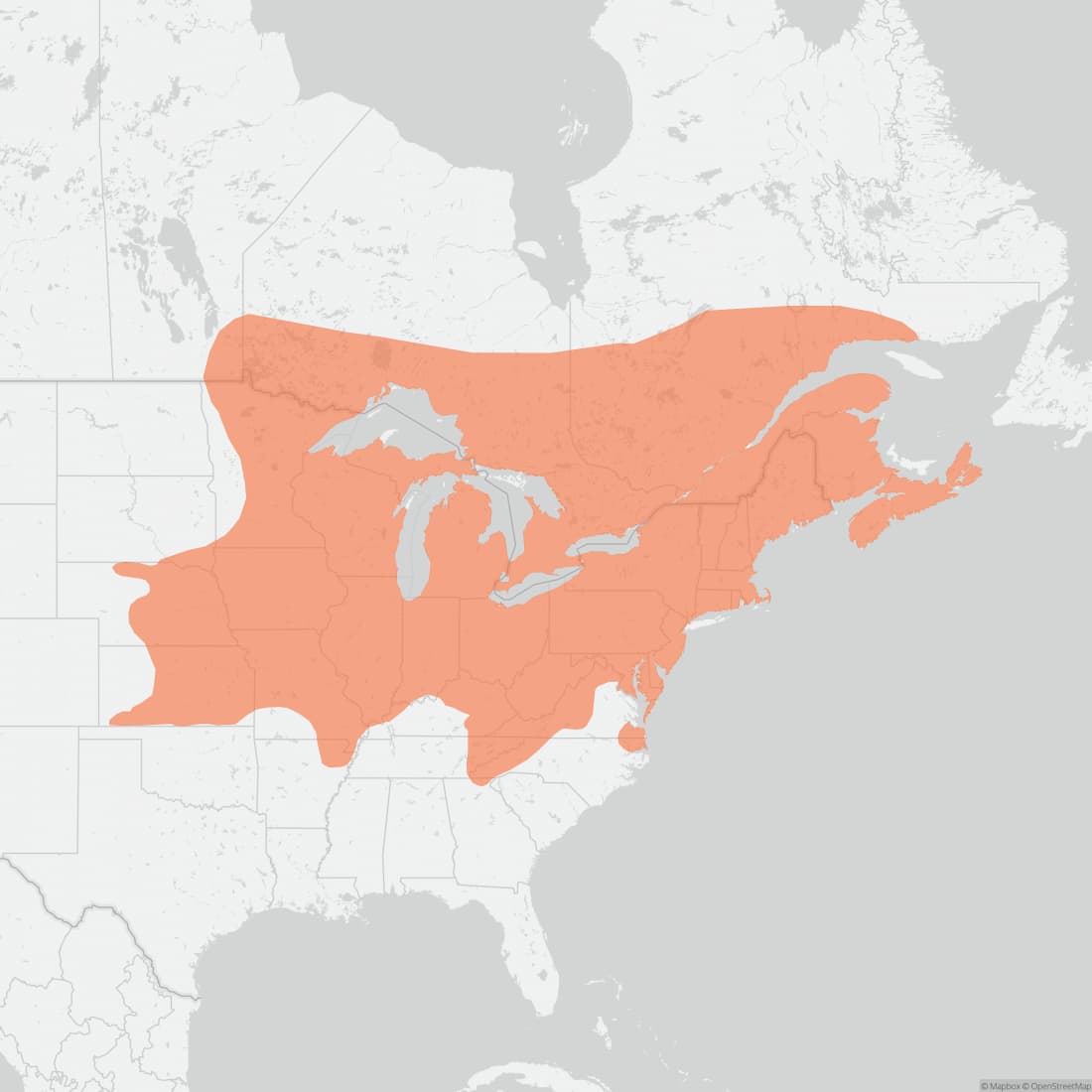 Range map for Southern Bog Lemming
