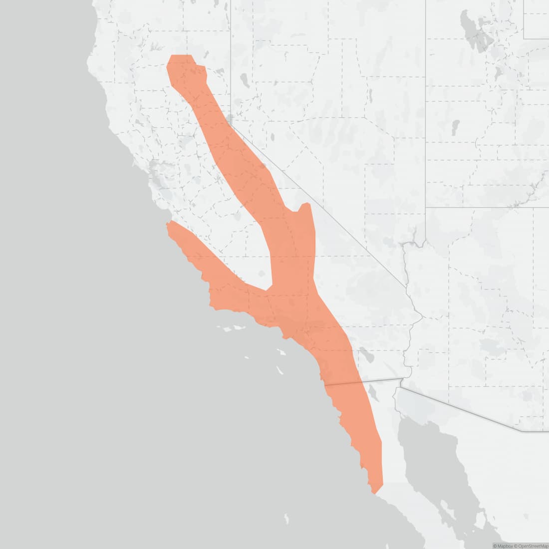 Range map for Big-eared Woodrat