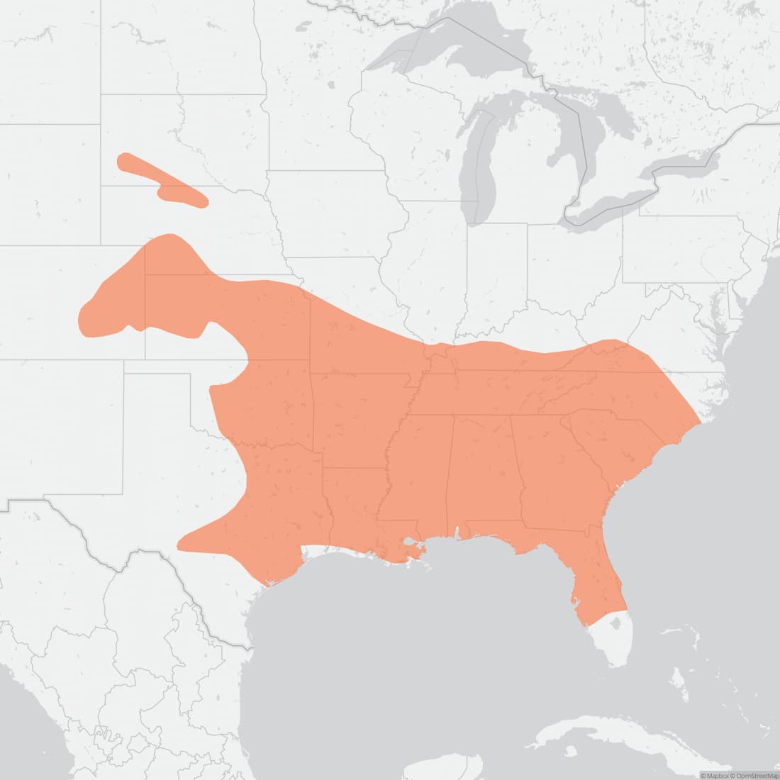 Range map for Eastern Woodrat