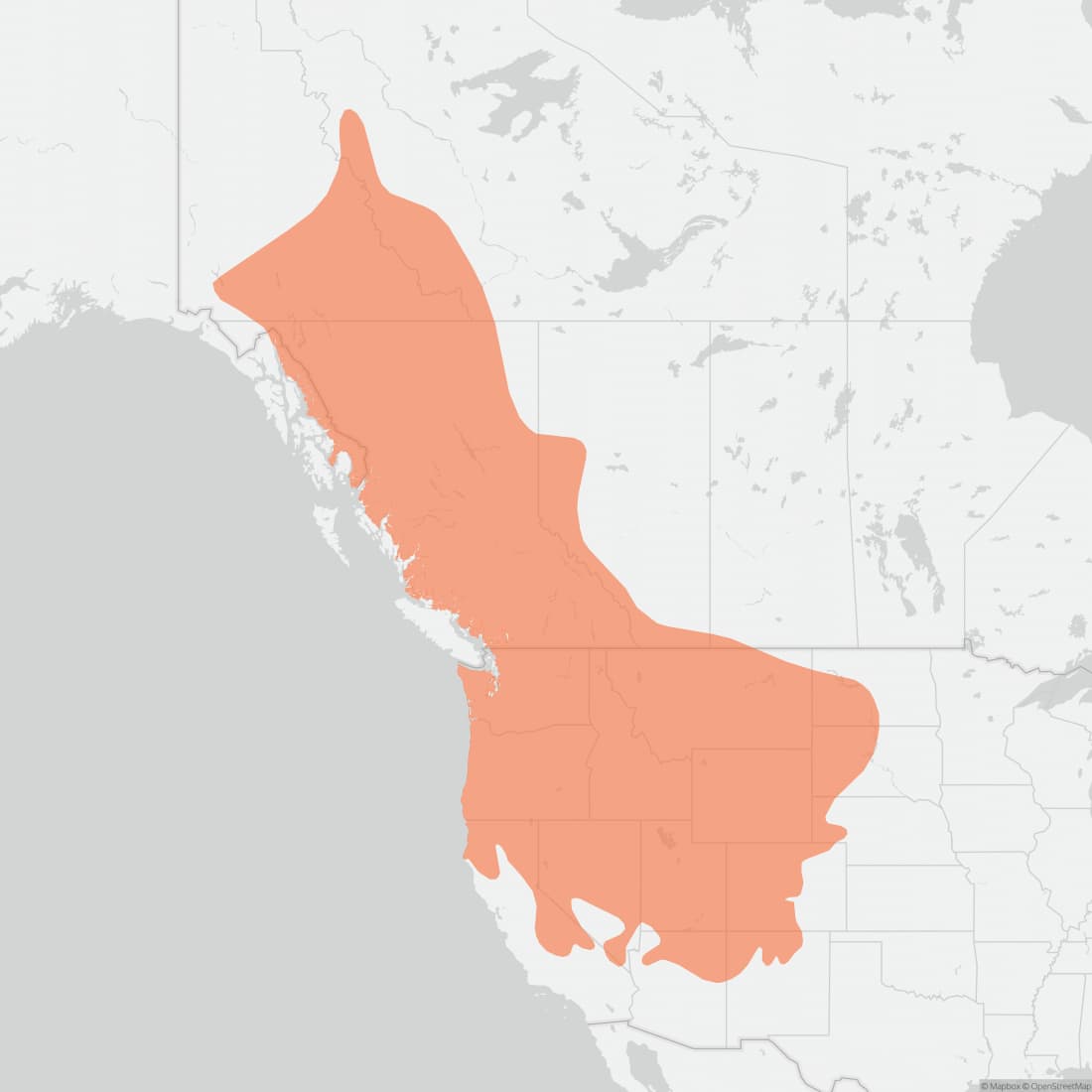 Range map for Bushy-tailed Woodrat