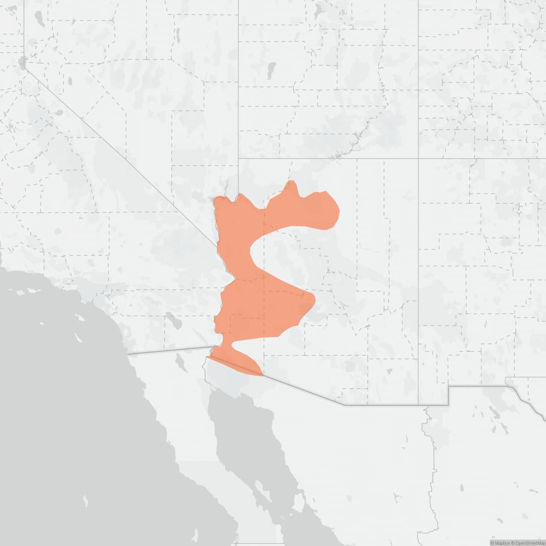 Range map for Arizona Woodrat