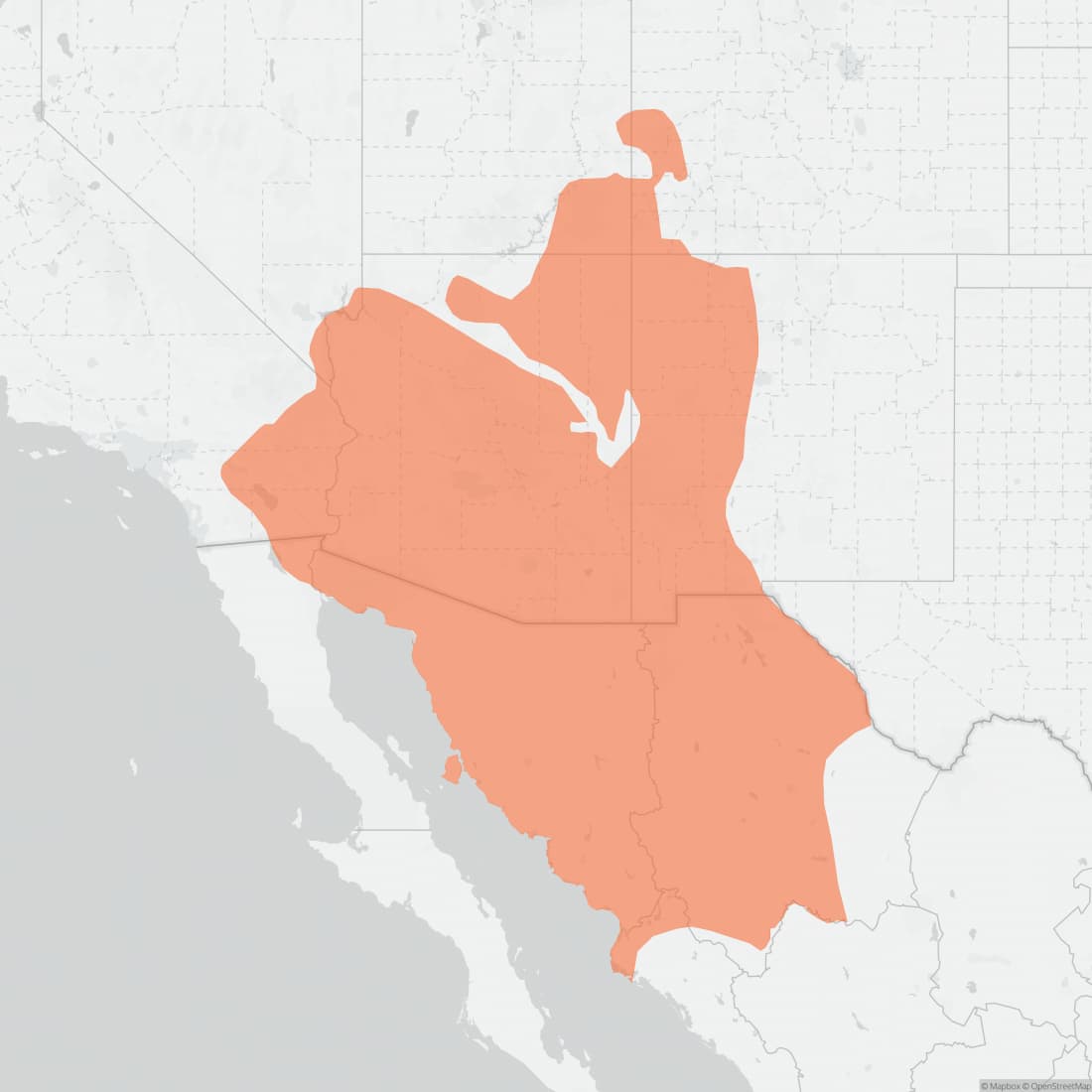 Range map for White-throated Woodrat