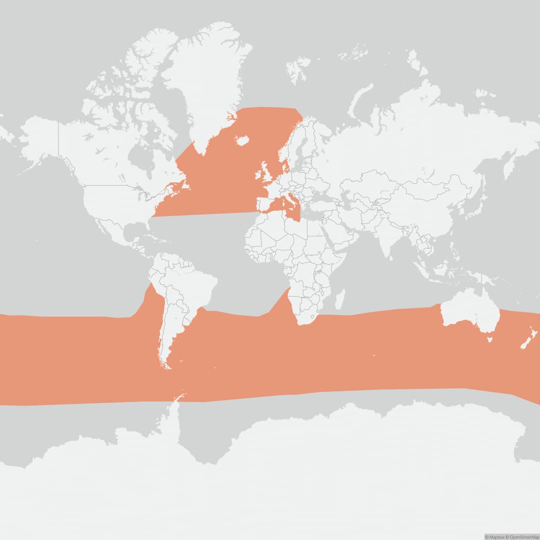 Range map for Long-finned Pilot Whale