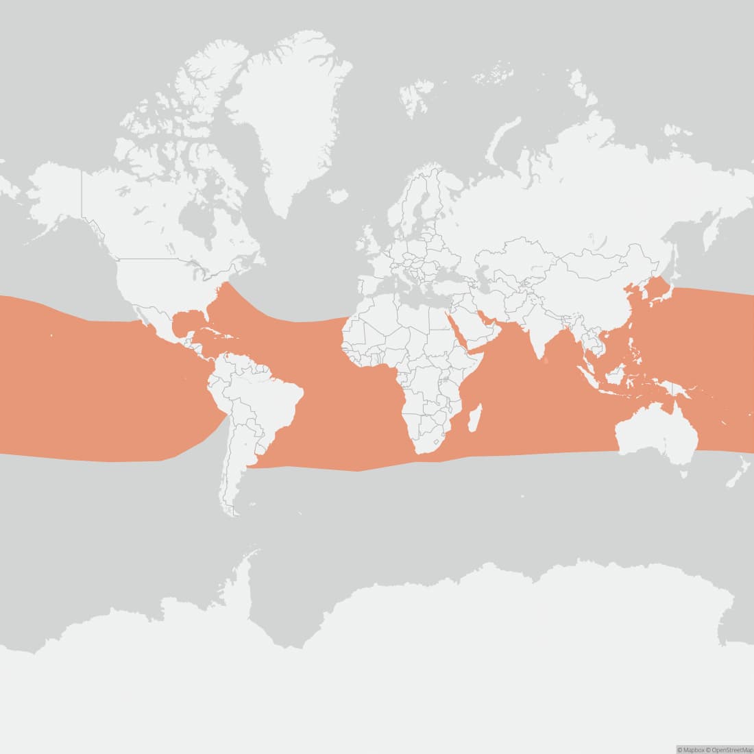 Range map for Pantropical Spotted Dolphin