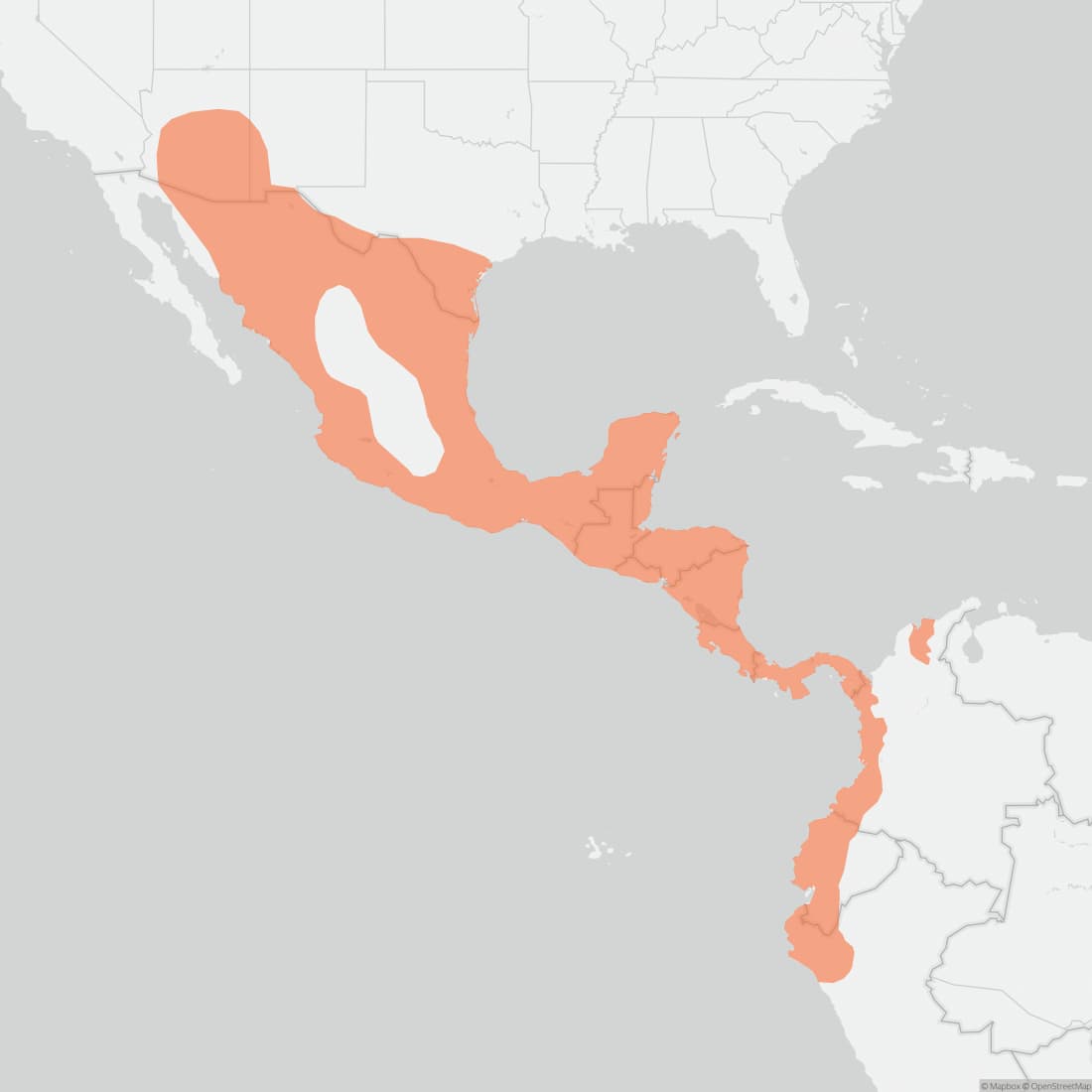 Range map for White-nosed Coati